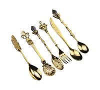 Coffee Spoons Set 6 Pcs Rustproof Zinc Alloy Crystal Stirrers for Dessert Cocktails Kitchen Utensils Zinc Dessert Spoon Set Coffee Spoons Set with Non-Slip Grip