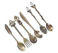Coffee Spoons Set 6 Pcs Rustproof Zinc Alloy Crystal Stirrers for Dessert Cocktails Kitchen Utensils Zinc Dessert Spoon Set Coffee Spoons Set with Non-Slip Grip