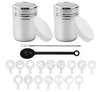 Coffee Sprinkles Powder Set, Stainless Steel Mesh Icing Sugar Sprinkler, Chocolate Shaker Duster, Coffee Stencils & Pull Pin for DIY Cappuccino, Icing Sugar, Cocoa Flour & Latte