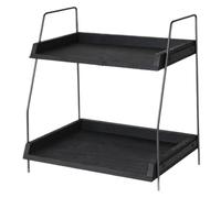 Coffee Station, 2 Tier Multipurpose Coffee Station Organizer, Wood & Iron Tea and Coffee Station, Kitchen Counter Shelf Coffee Condiment Storage for Home Bar, Black