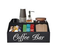 Coffee Station Counter Organiser, Coffee Bar Accessory Organiser, Accessories for Coffee Bars the Worktop, Coffee Station Organiser with Removable Dividers for Home, Offices, Dessert Shop