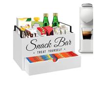 Coffee Station Organizer - Counter Coffee Stand Storage Organizer, Wooden Kitchen Counter Shelf, Wooden Holder With Drawer Organization For Kitchen Apartment Pod Tea Condiment Syrup Sugar Cups