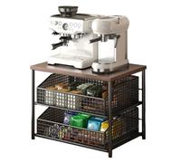 Coffee Station Organizer with 2 Sliding Drawers, Holds Coffee Maker & Mugs