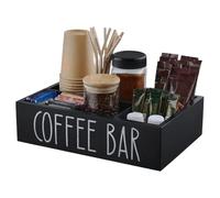 Coffee Station Organizer - Wooden Coffee And Bar Storage Box | Removable Divider Cup And Dressing Stand | Compact Countertop Organizer For Kitchen, Home,