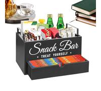 Coffee Station Organizer - Wooden Counter Coffee Stand Storage Organizer with Drawer, Multi Purpose Kitchen Holder for Tea Bags, Condiments, Syrup, Sugar, Cups, Apartment, Home