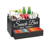 Coffee Station Organizer - Wooden counter top Stand with Drawer for Pod, Tea, Syrup, Sugar, and Condiment Storage, Kitchen or Apartment Coffee Bar Holder for Cups, 12.2x7.87x6.69 inches