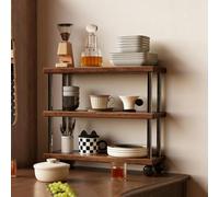 Coffee Station Organizer, Wooden Mug Holder for Coffee Bar Accessories, Space-Saving Counter Storage Rack with Rounded Base, for Kitchen Bathroom Office(3-Tier,30cm)