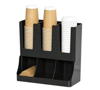 Coffee Station, Wall Mount with 6 Compartments, Accessories and Coffee Bar Organizer - for Cups, Capsules, Sugar Bags, Condiments, Syrup, Home, Office, Kitchen, Pantry,