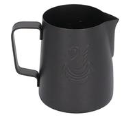 Coffee Steaming Pitcher 380ml Stainless Steel Milk Frothing Cup with Angled Handle White - Spill - Olecranon Design, Durable Food - Grade Material for Latte Art and ESP (Black)