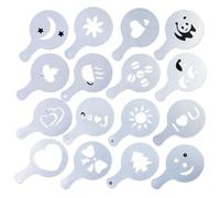 Coffee Stencils Coffee Cake Plastic Stencil 16Pcs Decoration Cupcake Template Mold Lifelike Latte Cooking Tools