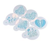 Coffee Stencils Coffee Cake Stencils 6pcs/Set Valentine's Day DIY Airbrush Painting Art Molds Fondant Decorating Tools Espresso