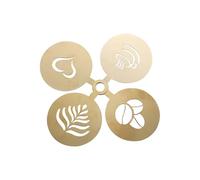 Coffee Stencils Coffee Stencil Stainless Steel Latte Decorating Stencils Cake Cookie Spray Paint Art Baking Mold for Barista Template(Gold)