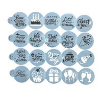 Coffee Stencils Coffee Stencils 20pcs/Set Happy Birthday Best Wish Cookies PET Chocolate Template DIY Cake Decorating Tools Bakeware