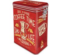 Coffee Storage Camping Tin Clip Top Box Nostalgic Art Retro Gift