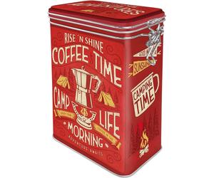 Coffee Storage Camping Tin Clip Top Box Nostalgic Art Retro Gift