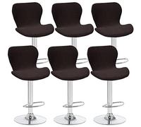Coffee Stretch Bar Stool Chair Covers 6 pcs Swivel Stool Slipcovers Curved Short Back Protector for Kitchen Office Pub and Hotel
