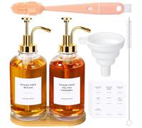 Coffee Syrup Dispenser Set with 2x 500ml Glass Bottles, Pumps, 36 Waterproof Labels, Funnel & Cleaning Brushes - Professional Barista Style for Home Kitchen, Cafe & Coffee Shop Use