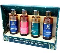 Coffee Syrup Gift Set - Assorted Flavours 4 Pack Collection of Vanilla, Hazelnut, Toffee & Amaretto Syrup - Perfect for Sweetening Hot Chocolate