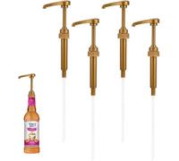 Coffee Syrup Pump - 4-Pack Reusable Fit for 750ml/1 LitreBottles | Compatible with Torani, Da Vinci | Durable Syrup Dispenser for Home, Cafes, Bars (Gold)