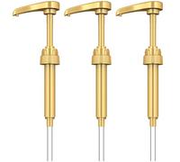Coffee Syrup Pump Dispenser, 3 Packs of Syrup Pump for 750ml/25.4 oz Syrup Bottle, Gold Pumps for Coffee Syrup Bottle, Works with, Davinci, Jordans Skinny 750ml Syrups Bottles (Gold)