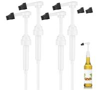 Coffee Syrup Pump for 750 ml Bottle - 4 Pack Syrup Dispenser Pumps Compatible with Monin Glass Bottles - No Clog, Precise Dispensing, Includes 6 Tip Covers - for Coffee Bar, Kitchen, White