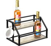 Coffee Syrup Rack Organizer, Syrup Bottle Holder Stand for Coffee Bar, 2-Tier 8 Bottles Storage Shelves for Syrup, Wine, Dressing for Kitchen Countertop, Greige