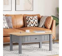 vidaXL Solid Pine Wood Coffee Table with Drawer White Drawer Side End Stand