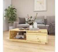 Coffee Table 110x50x33.5cm Solid Firwood Natural Finish with Lower Shelf Rustic