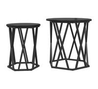 Coffee Table 2 pcs Engineered Wood and Steel Living Room Round Center vidaXL