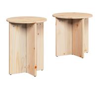 Coffee Table 2 pcs Rustic Furniture Living Room Accent Pine Wood Round vidaXL