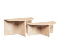 Coffee Table 2 pcs Solid pine wood Living Room Pine Rustic Oval Indoor vidaXL