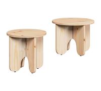 Coffee Table 2 pcs Solid Pine wood Round Modern Living Room Low Indoor vidaXL