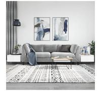 Coffee Table 2pc High Gloss White 50x46x35 cm Engineered Wood & Metal Modern Set