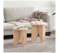 Coffee Table 2pc Round Solid Pine Natural 41.5x41.5x44cm Eco Rustic Nesting Set