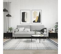 Coffee Table 2pcs Black 50x46x35 cm Engineered Wood Metal Legs with Drawer Set