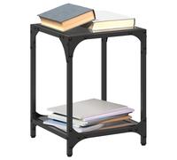 Coffee Table 2pcs Black Glass Top 30x30x40 cm Engineered Wood Steel Modern Set