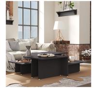 Coffee Table 2pcs Grey Chipboard 111.5x50x33 cm Rectangular Nesting Modern Set