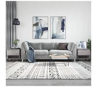 Coffee Table 2pcs Grey Sonoma 50x46x50cm Engineered Wood Drawer Metal Legs Set