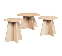 Coffee Table 3 pcs Round Living Room Wooden Rustic Accent Center Low vidaXL
