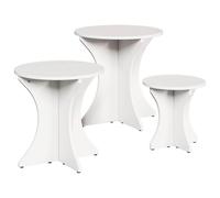 Coffee Table 3pc Rustic Solid Pine Nesting Set White 46x46x47cm Large Round Mini