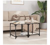 Coffee Table 40x40x40 cm Transparent Glass Top Engineered Wood Steel Frame XL40