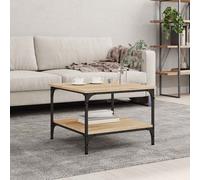 Coffee Table 55x55x40 cm Sonoma Oak Engineered Wood Industrial Shelf Matte Iron