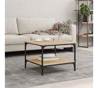 Coffee Table 55x55x40 cm Sonoma Oak Engineered Wood Industrial Shelf Matte Iron