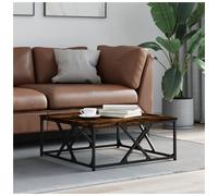 Coffee Table 70x70cm Smoked Oak Engineered Wood Steel Legs Compact Accent