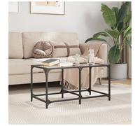 Coffee Table 78.5x40x40cm Transparent Glass Top Engineered Wood & Steel Modern.