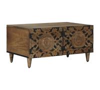 Coffee Table 80 X 50 40 Cm Solid Mango Wood Brown White 80 X 50 X 40 Cm 80 cm
