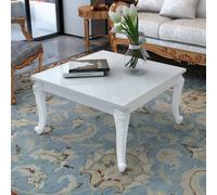 Coffee Table 80x80x42 cm High Gloss White Engineered Wood Plastic Sculpted Legs