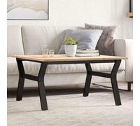 Coffee table 80x80x45 cm Natural Pine Solid Wood Top Y-Frame Powder Coated Steel