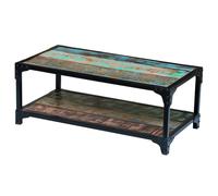 Coffee Table 90x45x35cm Solid Reclaimed Acacia Wood Brown Top Black Iron Shelf