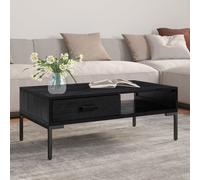 (black) vidaXL Solid Wood Pine Coffee Table Recycled Couch Centre Accent End Table